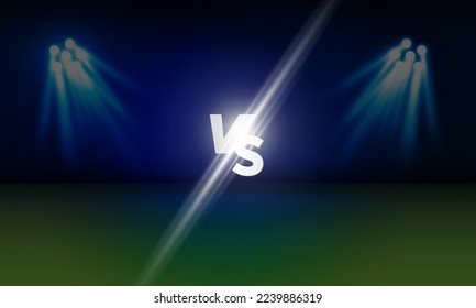Football arena field with bright stadium lights vector design Vector illumination