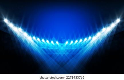 Football arena field with bright stadium lights for sports and fight competition vector design 