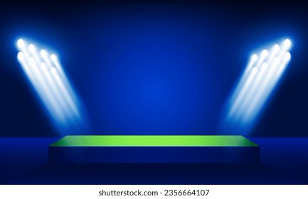 Football arena field with bright stadium lighting Stage vector design Vector illumination