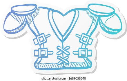 Football armor icon in sticker color style. Sport American center back protection safety