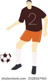 Football Athlete Character with Simple Cartoon Shape. Vector Illustration