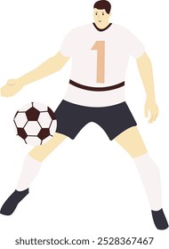 Football Athlete Character with Simple Cartoon Shape. Vector Illustration