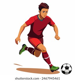 Atleta de fútbol aislado sobre fondo blanco. Juegos de verano 2024. Ilustración vectorial.