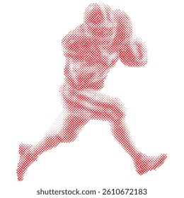 Football athlete player holding ball and running at the game competition