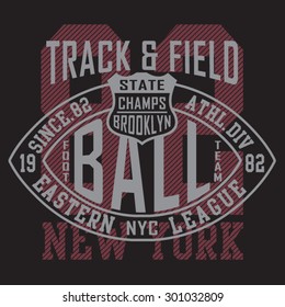 Football athletic sport typography, t-shirt graphics, vectors