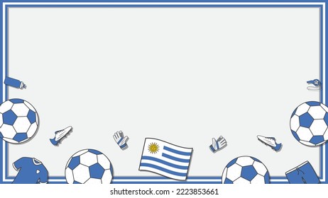 Football Background Design Template. Football Cartoon Vector Illustration. Soccer In Uruguay