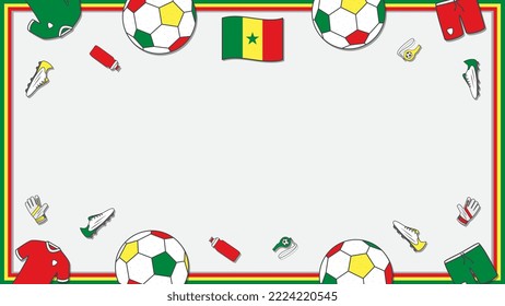 Football Background Design Template. Football Cartoon Vector Illustration. Championship In Senegal