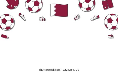 Football Background Design Template. Football Cartoon Vector Illustration. Competition In Qatar