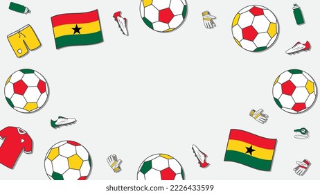 Football Background Design Template. Football Cartoon Vector Illustration. Tournament In Ghana