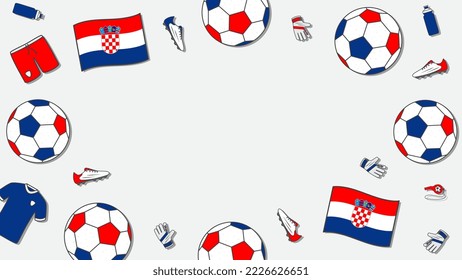 Football Background Design Template. Football Cartoon Vector Illustration. Tournament In Croatia