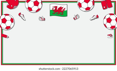 Football Background Design Template. Football Cartoon Vector Illustration. Competition In Wales