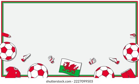 Football Background Design Template. Football Cartoon Vector Illustration. Soccer In Wales