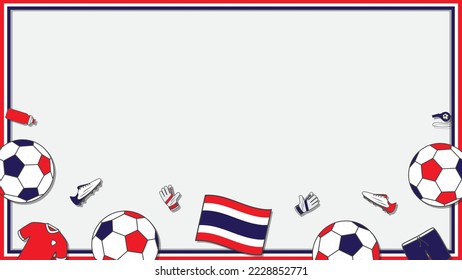 Football Background Design Template. Football Cartoon Vector Illustration. Soccer In Thailand