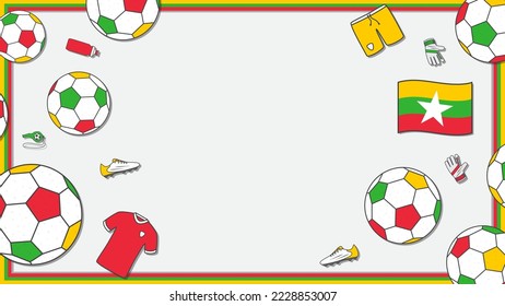 Football Background Design Template. Football Cartoon Vector Illustration. Sport In Myanmar