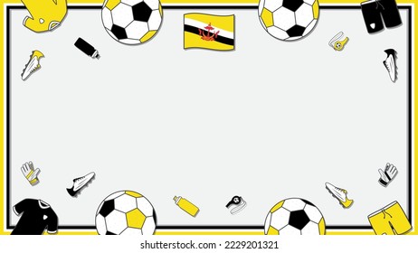 Football Background Design Template. Football Cartoon Vector Illustration. Championship In Brunei Darussalam