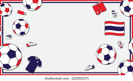 Football Background Design Template. Football Cartoon Vector Illustration. Sport In Thailand