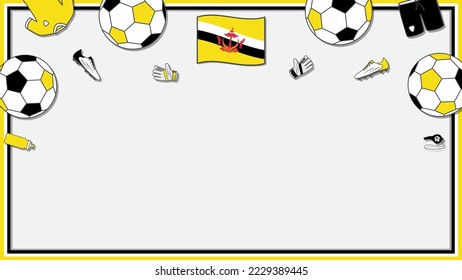 Football Background Design Template. Football Cartoon Vector Illustration. Competition In Brunei Darussalam