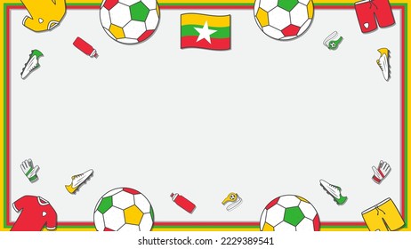 Football Background Design Template. Football Cartoon Vector Illustration. Championship In Myanmar