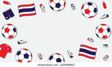 Football Background Design Template. Football Cartoon Vector Illustration. Tournament In Thailand