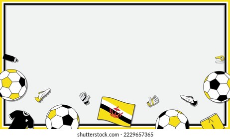 Football Background Design Template. Football Cartoon Vector Illustration. Soccer In Brunei Darussalam