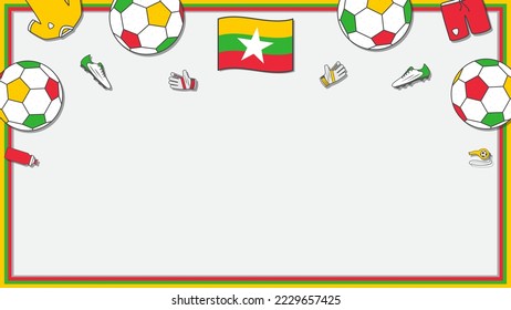 Football Background Design Template. Football Cartoon Vector Illustration. Competition In Myanmar