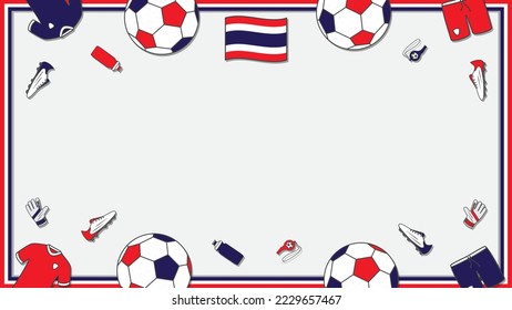 Football Background Design Template. Football Cartoon Vector Illustration. Championship In Thailand