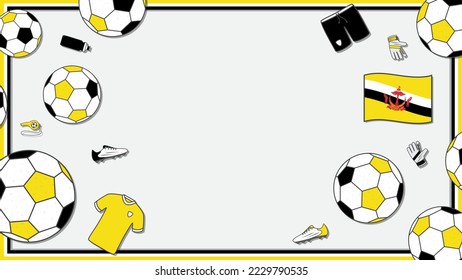 Football Background Design Template. Football Cartoon Vector Illustration. Sport In Brunei Darussalam