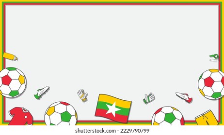 Football Background Design Template. Football Cartoon Vector Illustration. Soccer In Myanmar