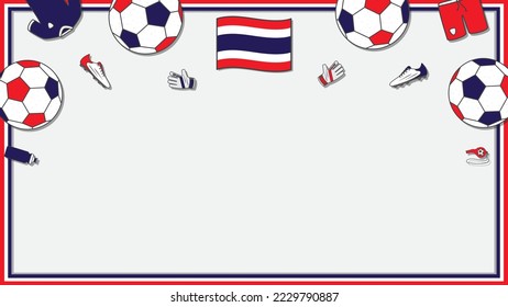 Football Background Design Template. Football Cartoon Vector Illustration. Competition In Thailand