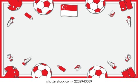 Football Background Design Template. Football Cartoon Vector Illustration. Championship In Singapore