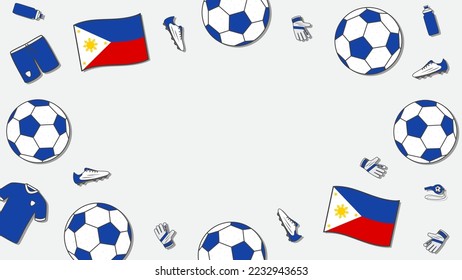 Football Background Design Template. Football Cartoon Vector Illustration. Tournament In Philippines