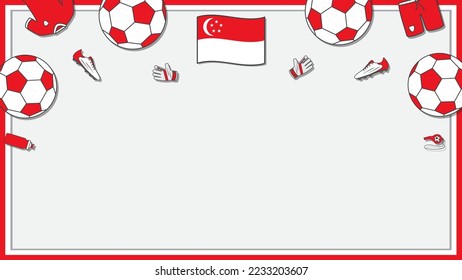 Football Background Design Template. Football Cartoon Vector Illustration. Competition In Singapore