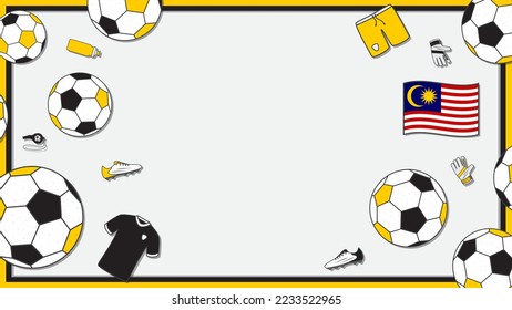 Football Background Design Template. Football Cartoon Vector Illustration. Sport In Malaysia