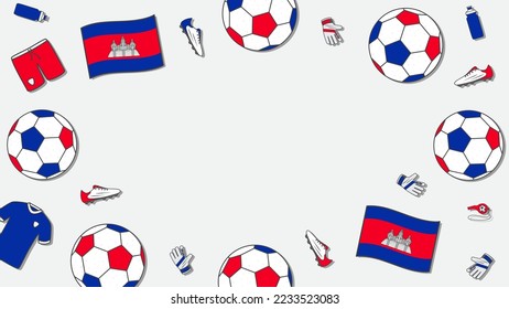 Football Background Design Template. Football Cartoon Vector Illustration. Tournament In Cambodia