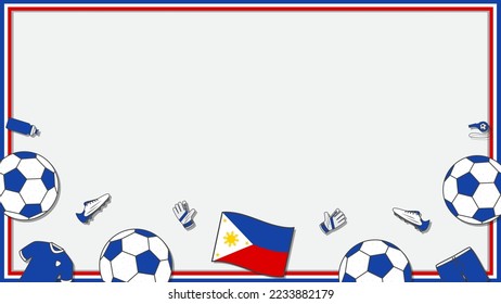 Football Background Design Template. Football Cartoon Vector Illustration. Soccer In Philippines