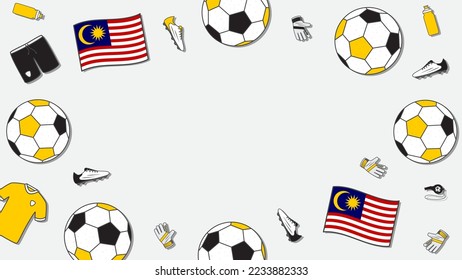 Football Background Design Template. Football Cartoon Vector Illustration. Tournament In Malaysia