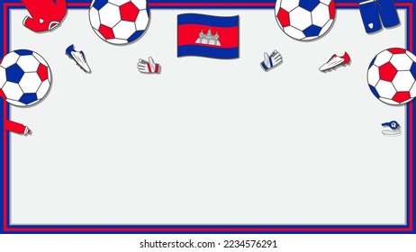 Football Background Design Template. Football Cartoon Vector Illustration. Competition In Cambodia