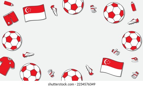 Football Background Design Template. Football Cartoon Vector Illustration. Tournament In Singapore