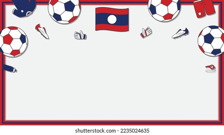 Football Background Design Template. Football Cartoon Vector Illustration. Competition In Laos