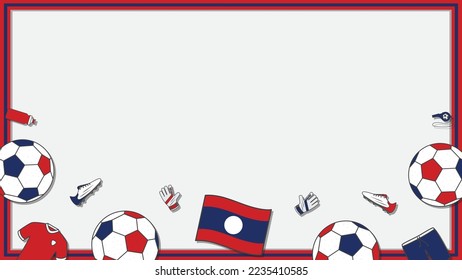 Football Background Design Template. Football Cartoon Vector Illustration. Soccer In Laos