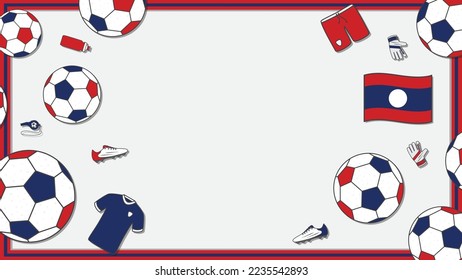 Football Background Design Template. Football Cartoon Vector Illustration. Sport In Laos