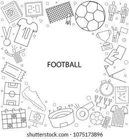 Football background from line icon. Linear vector pattern.