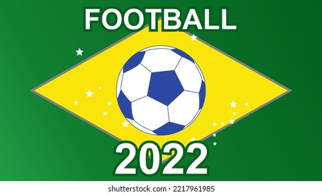 Football background on theme of Brazil flag template vector