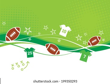 Football background with shirts, stars and footballs 