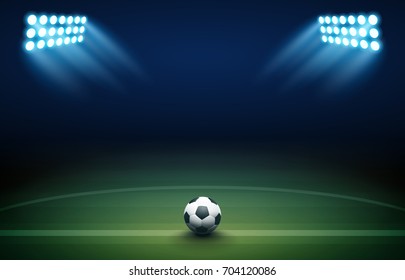 Football Background Soccer Ball Green Field Stock Vector (Royalty Free ...