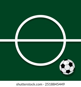 Football background, soccer field with ball, vector illustration.