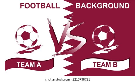 Football background white red Qatar flag template design vector