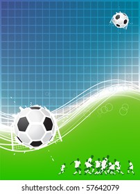 Football background for your design. Players on field, soccer ball