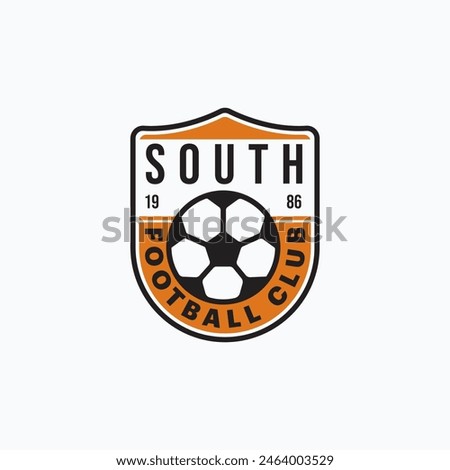 football badge emblem design with shield and ball element. Classic football soccer logo design.