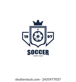 Football Badge with shield logo design, Modern Football Badge logo template Vector Template.